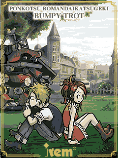 Steambot Chronicles promotional artwork featuring Vanilla, Connie and a Trotmobile.