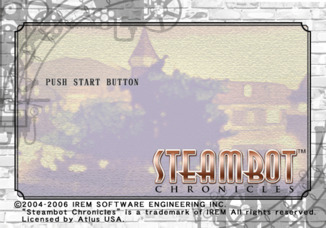Steambot Chronicles title screen with the Push Start Button prompt.
