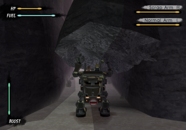 The Trotmobile holds the large boulder above its body.