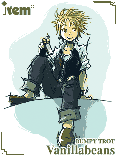 Character illustration of Vanilla from Steambot Chronicles, labelled Vanillabeans in the original artwork.