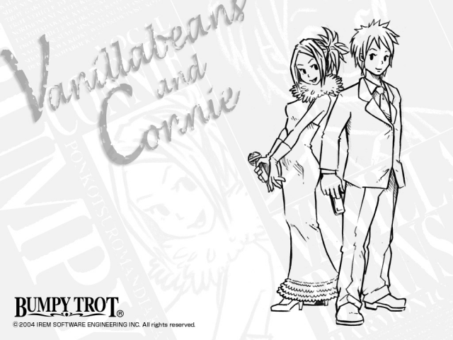 White Steambot Chronicles wallpaper featuring Vanilla and Connie line art.