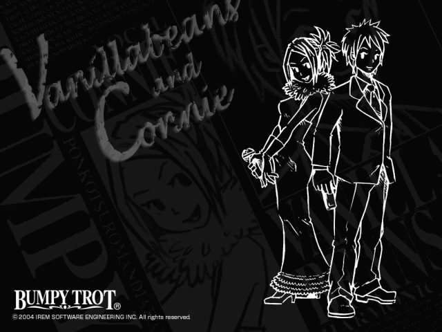 Black Steambot Chronicles wallpaper featuring Vanilla and Connie line art.