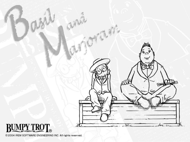 White Steambot Chronicles wallpaper featuring Basil and Marjoram line art.
