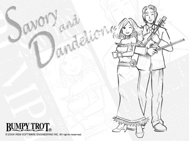 White Steambot Chronicles wallpaper featuring Savory and Dandelion line art.