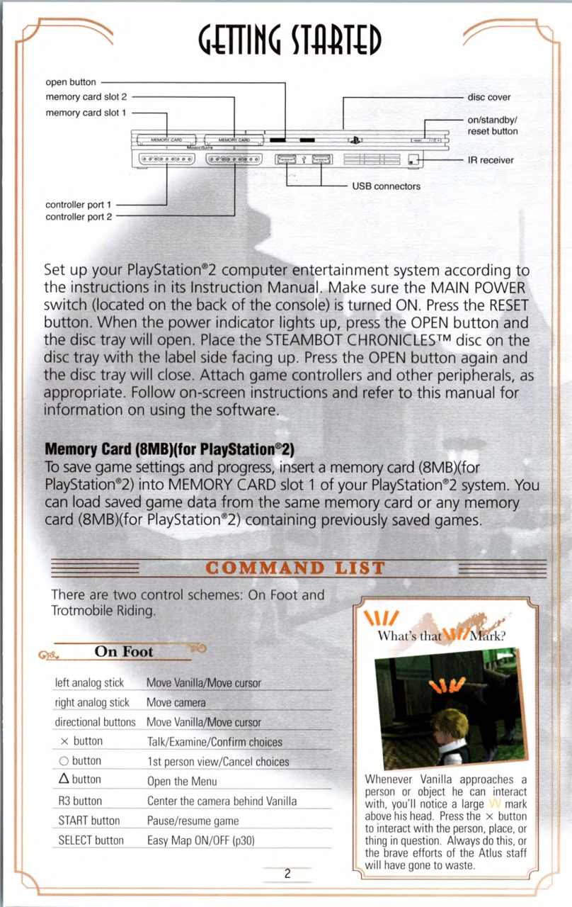 Steambot Chronicles US manual — Printed page 2 — Controls.