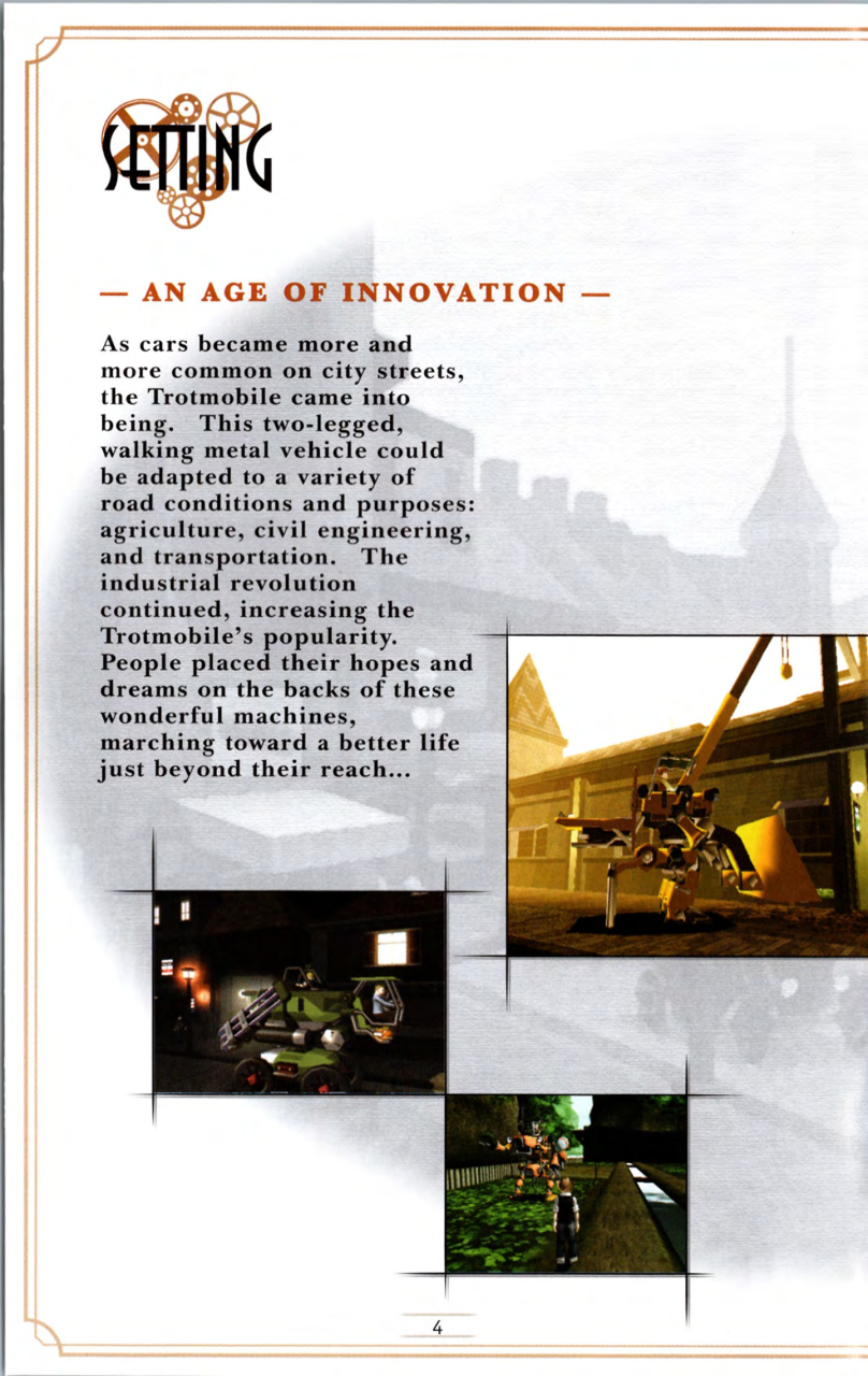 Steambot Chronicles US manual — Printed page 4 — Setting.