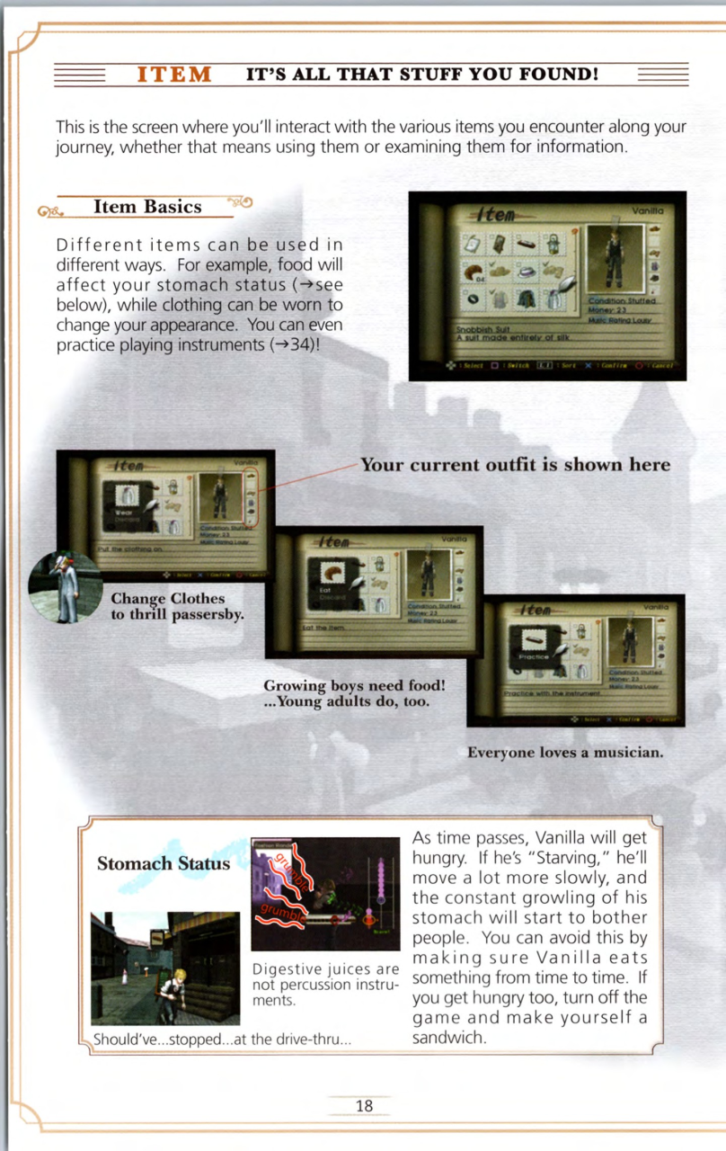 Steambot Chronicles US manual — Printed page 18.