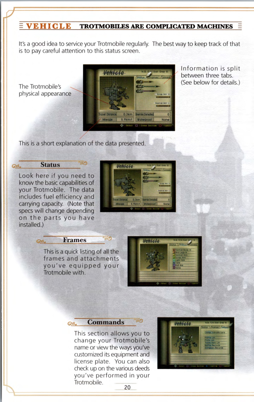 Steambot Chronicles US manual — Printed page 20.