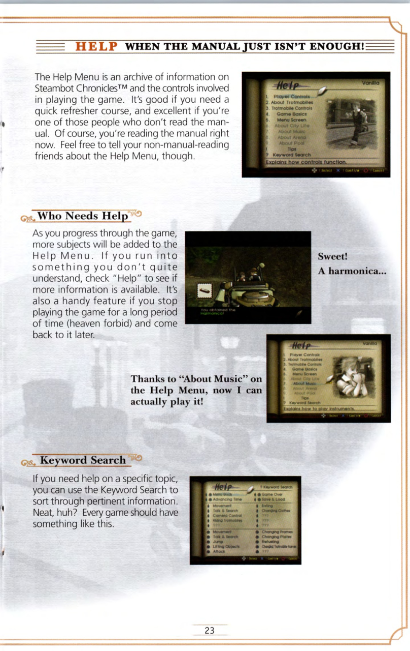 Steambot Chronicles US manual — Printed page 23.