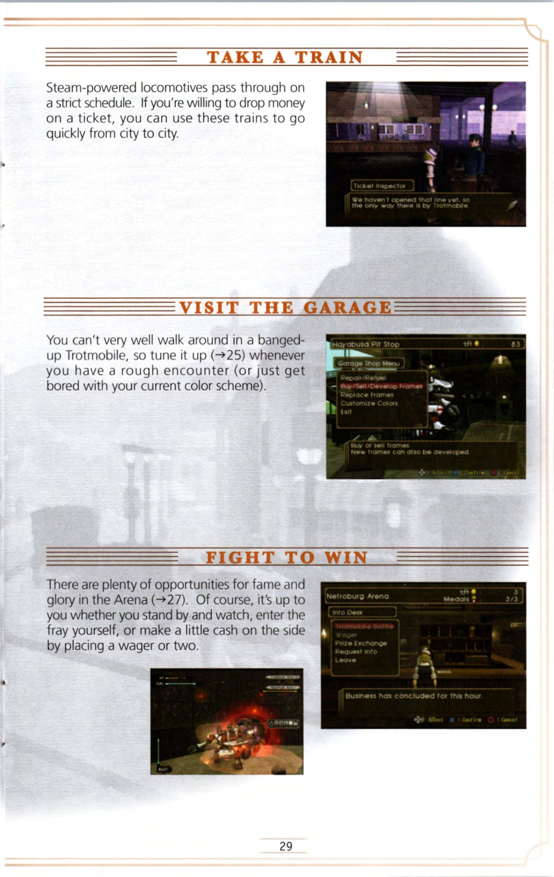 Steambot Chronicles US manual — Printed page 29.