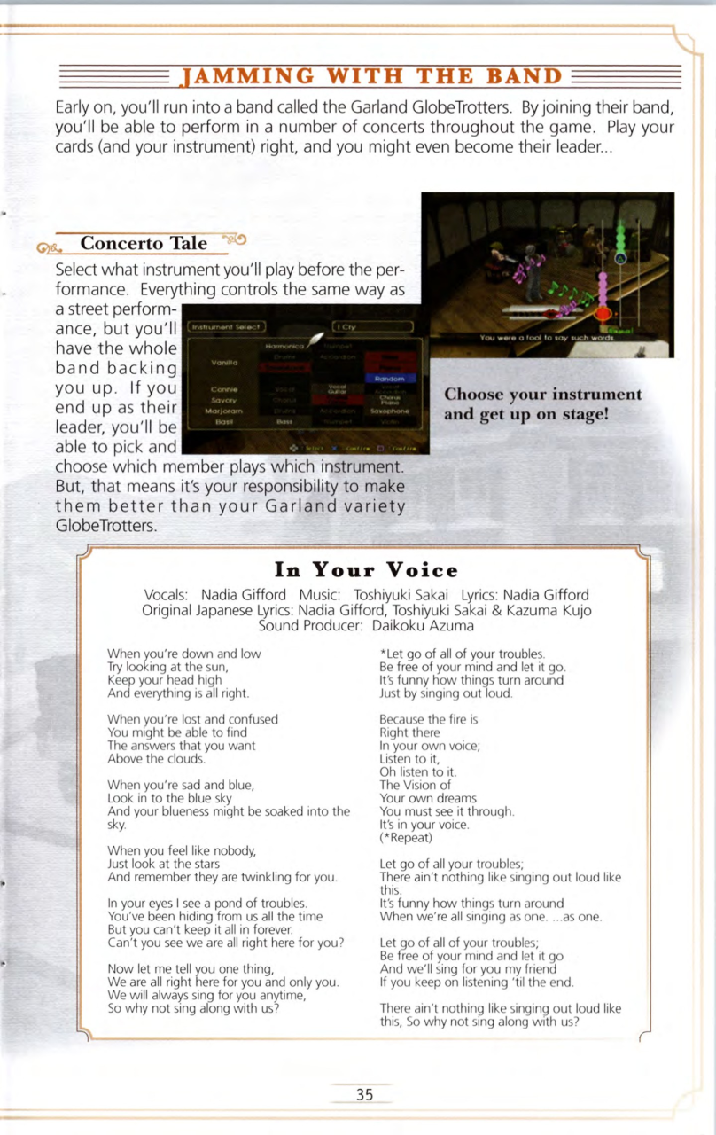 Steambot Chronicles US manual — Printed page 35.